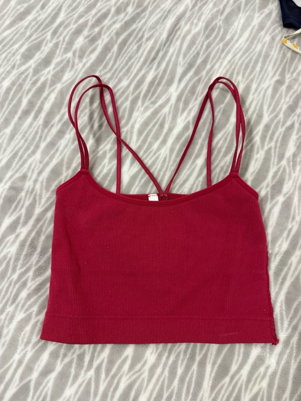 Red Lace Back Tank Top